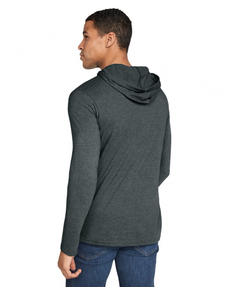 Dark Heather Gildan 987 Long Sleeve Hoodie Men's T-Shirts | HBYZ82536