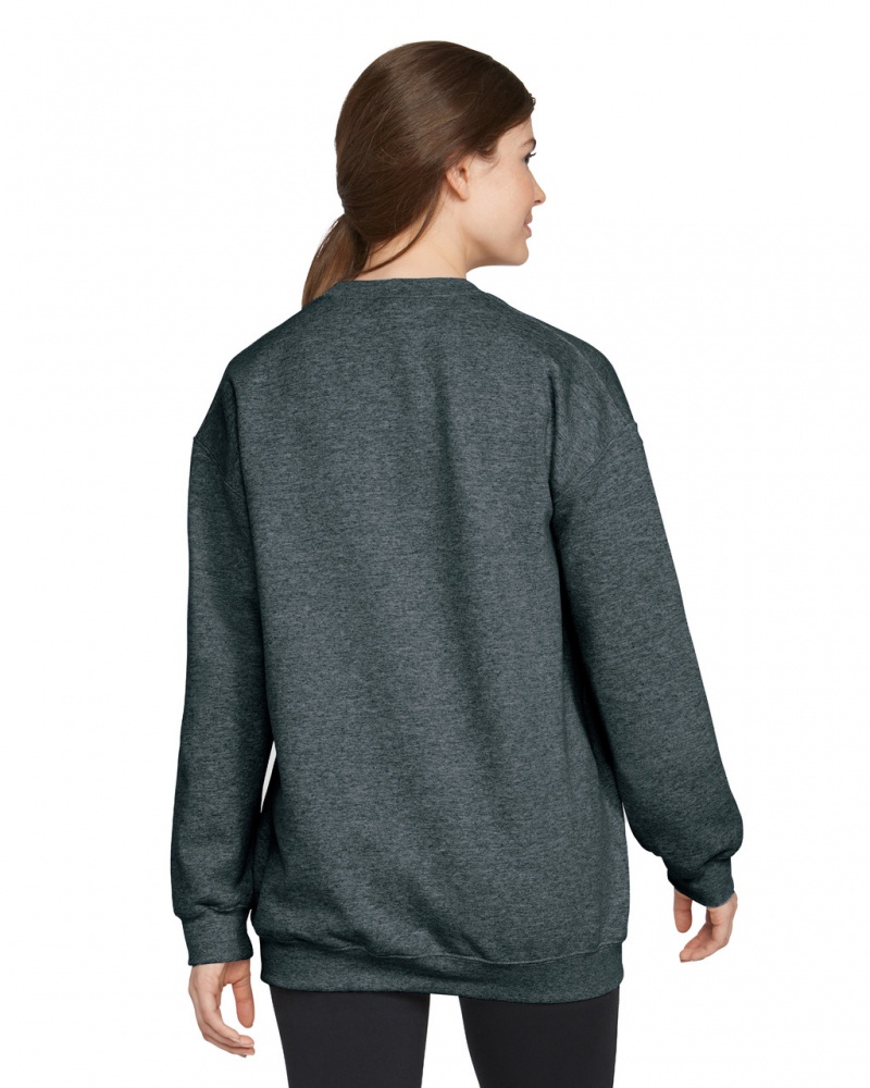 Dark Heather Gildan SF000 Midweight Fleece Crewneck Women's Sweatshirt | YJPM49582