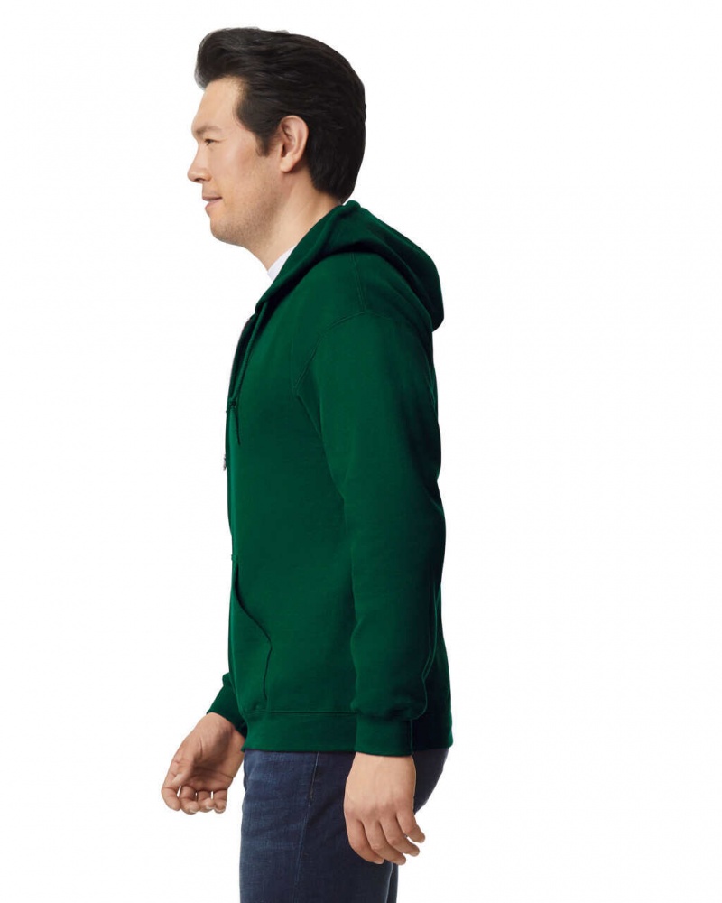 Forest Green Gildan 18600 Full Zip Hoodie Men's Sweatshirt | RBGK82703