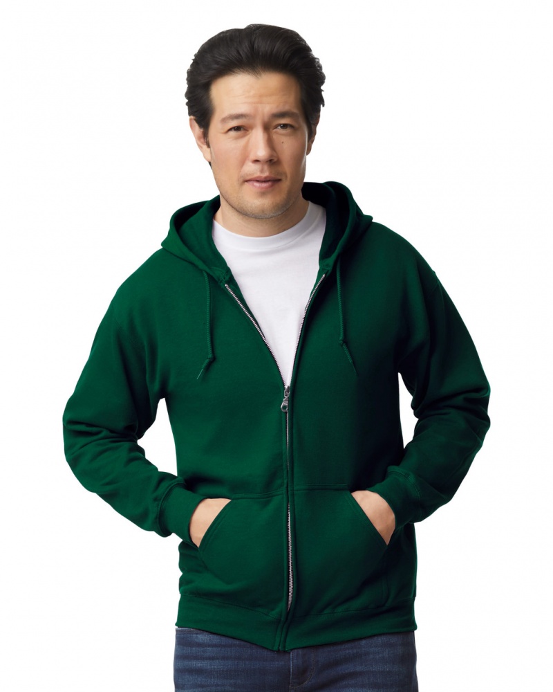 Forest Green Gildan 18600 Full Zip Hoodie Men\'s Hoodie | IRNZ35907