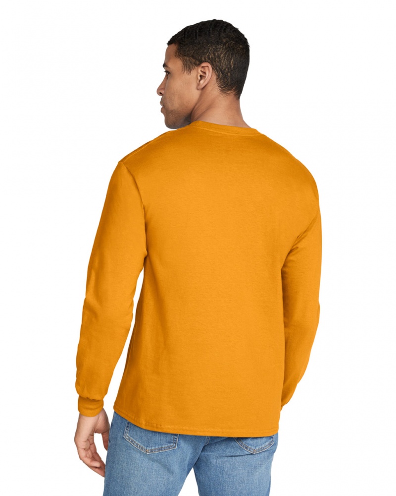 Gold Gildan 2400 Long Sleeve Men's T-Shirts | HIMC01527