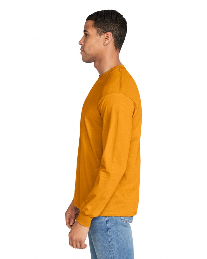 Gold Gildan 2400 Long Sleeve Men's T-Shirts | HIMC01527