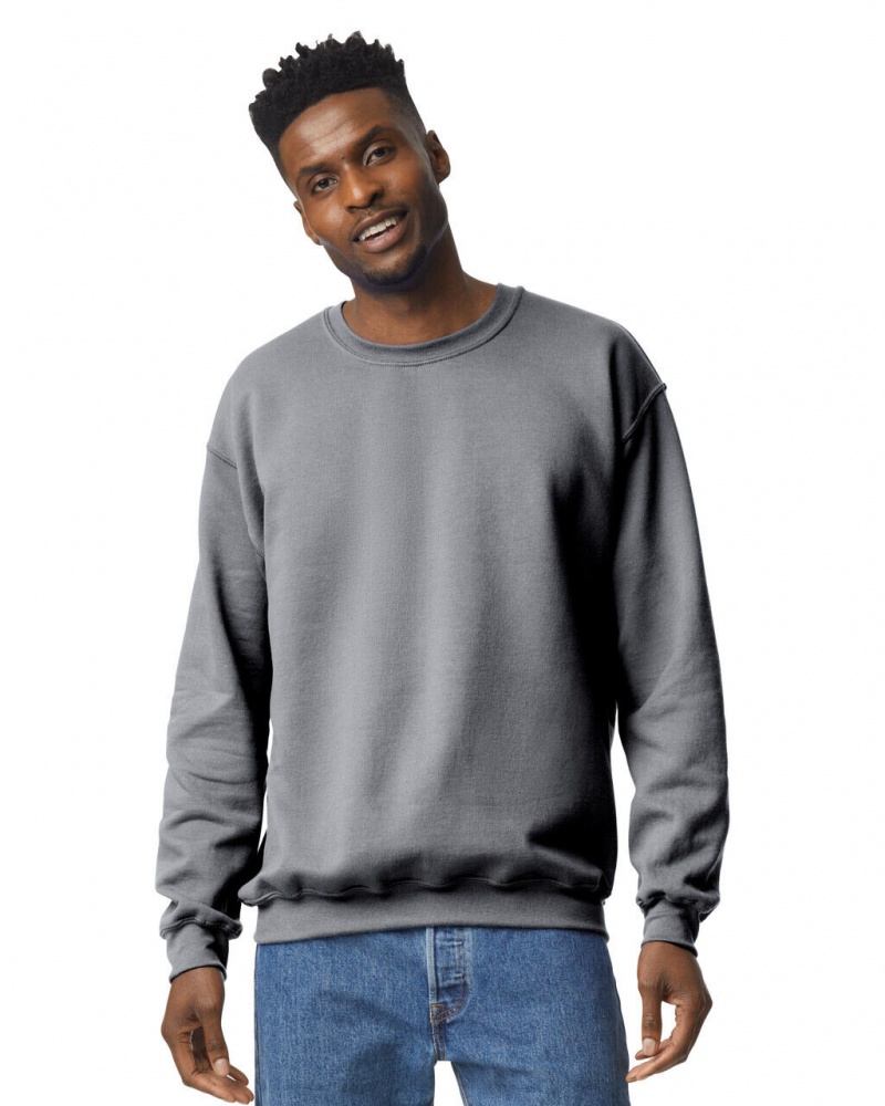 Graphite Heather Gildan 18000 Crewneck Sweatshirt Men\'s Sweatshirt | AVIP61045