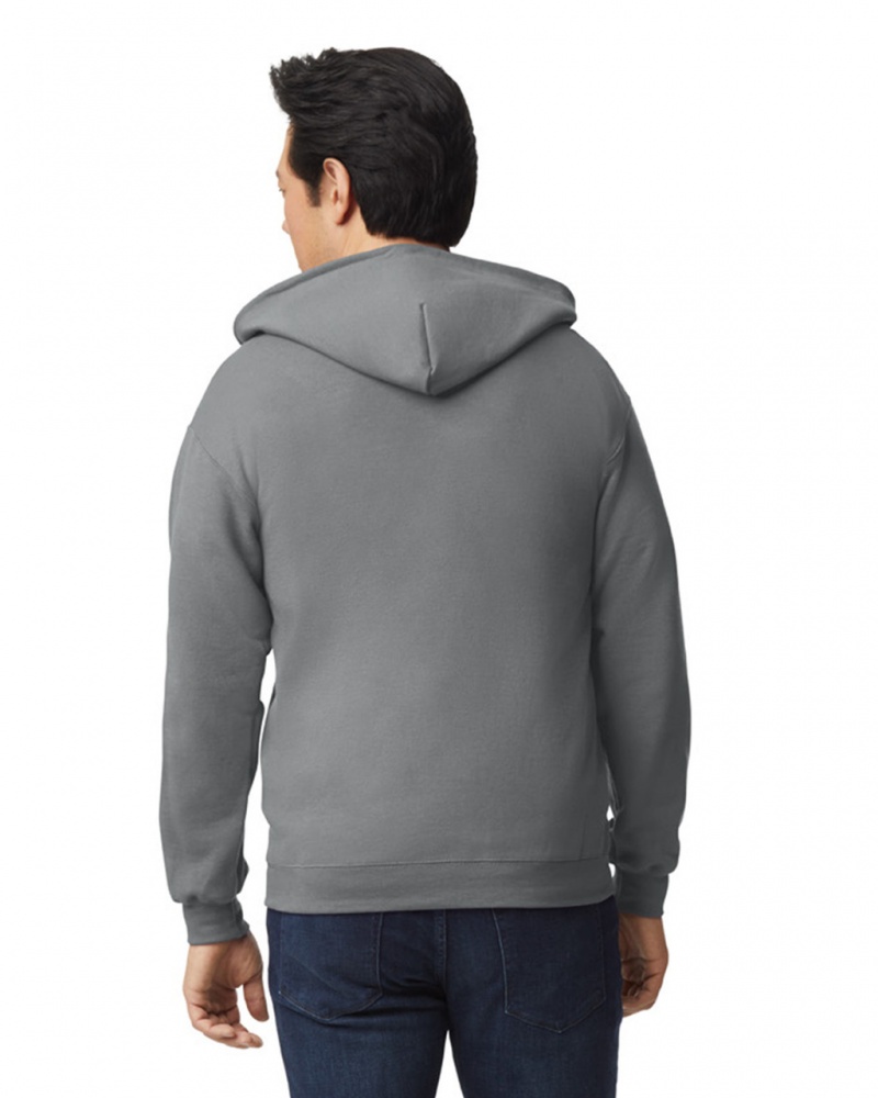 Graphite Heather Gildan 18600 Full Zip Hoodie Men's Hoodie | REIJ75498