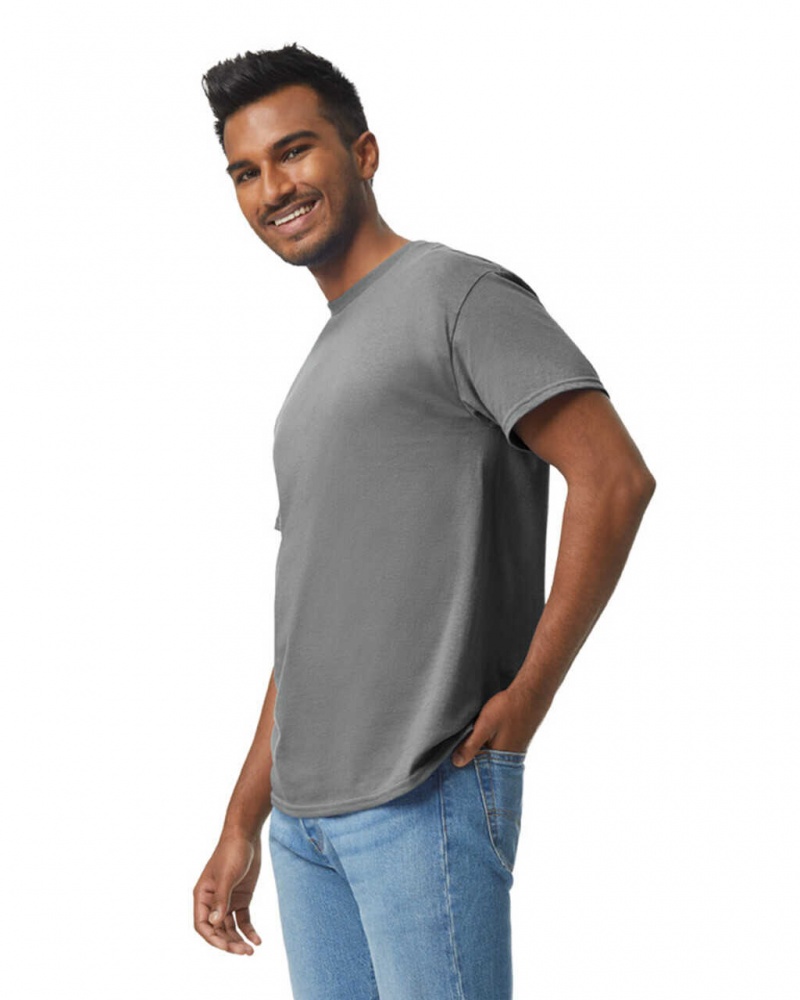 Graphite Heather Gildan 5000 Men's T-Shirts | CVLB53896