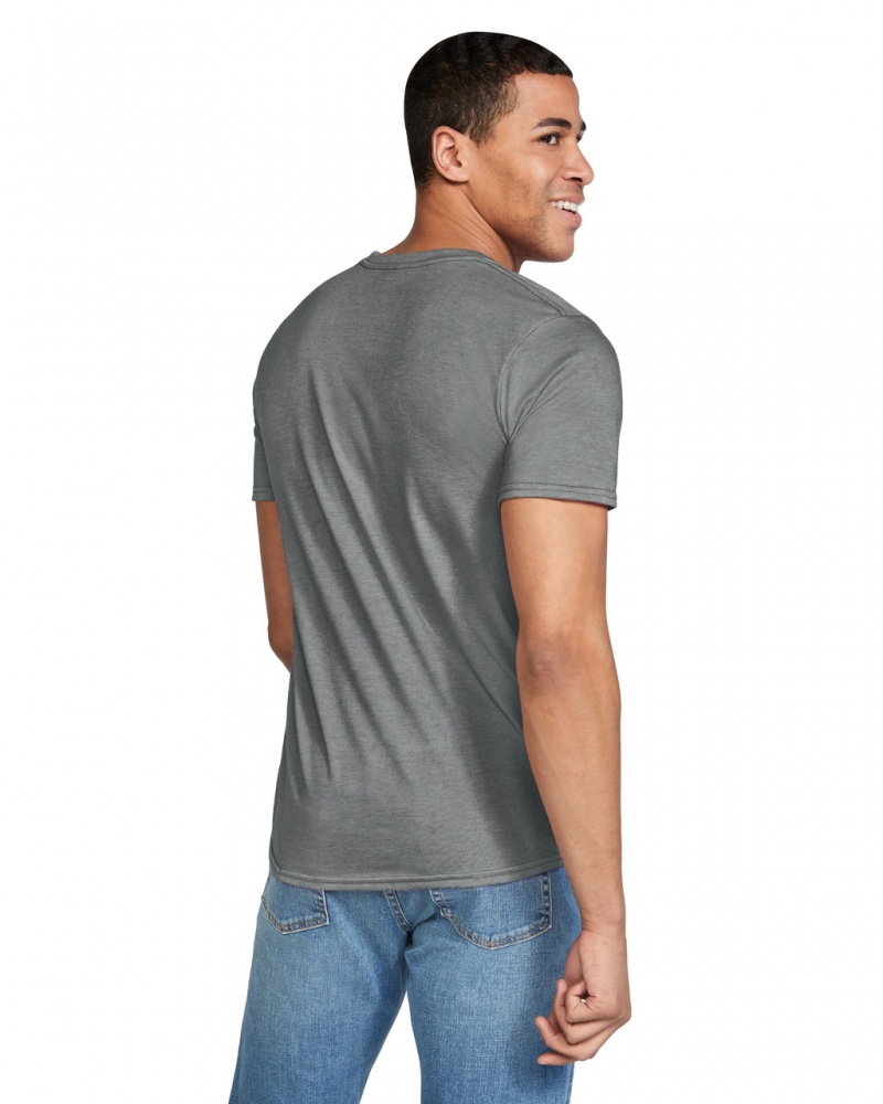 Graphite Heather Gildan 64000 Men's T-Shirts | OHIK49317