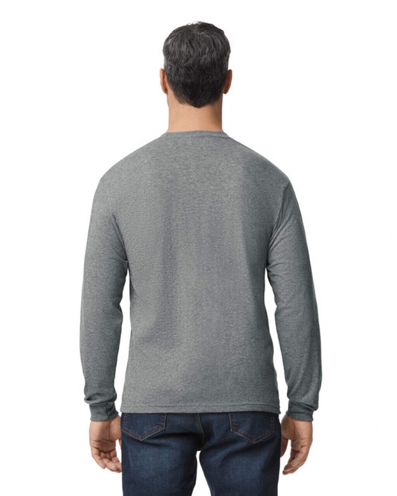 Graphite Heather Gildan H400 Long Sleeve Men's T-Shirts | KDAG58641