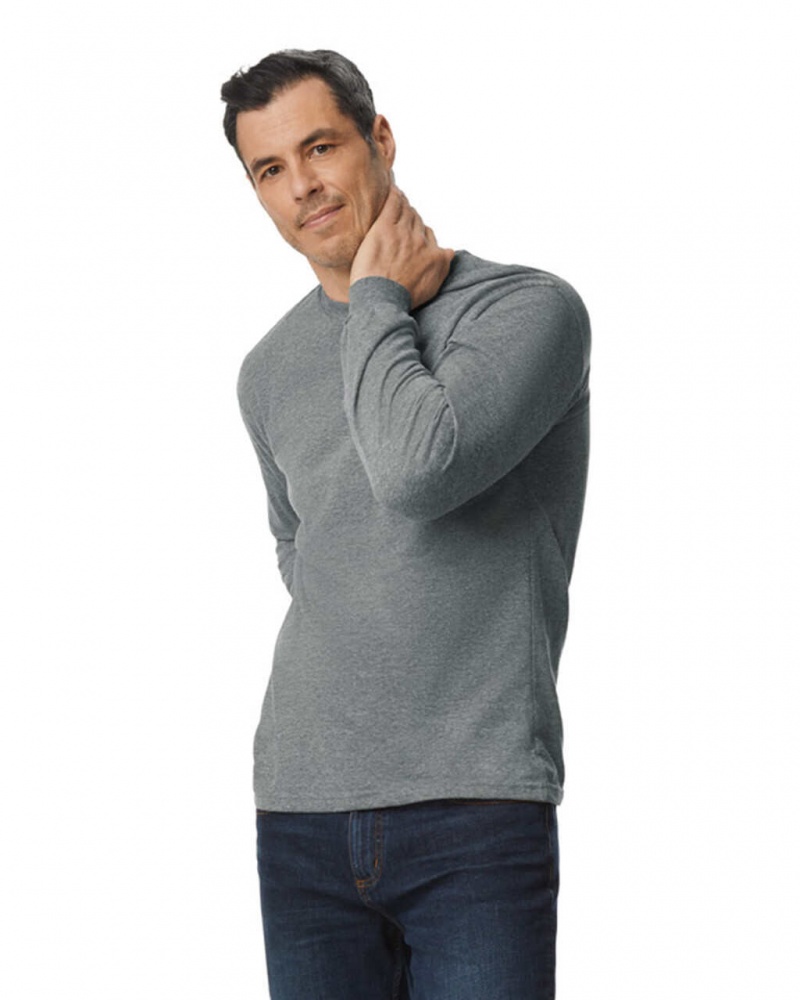 Graphite Heather Gildan H400 Long Sleeve Men's T-Shirts | KDAG58641