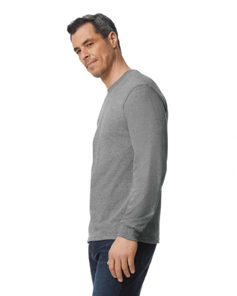 Graphite Heather Gildan H400 Long Sleeve Men's T-Shirts | KDAG58641