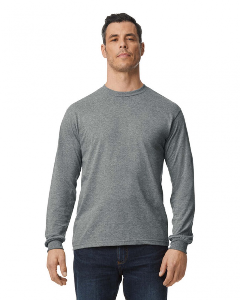 Graphite Heather Gildan H400 Long Sleeve Men's T-Shirts | KDAG58641