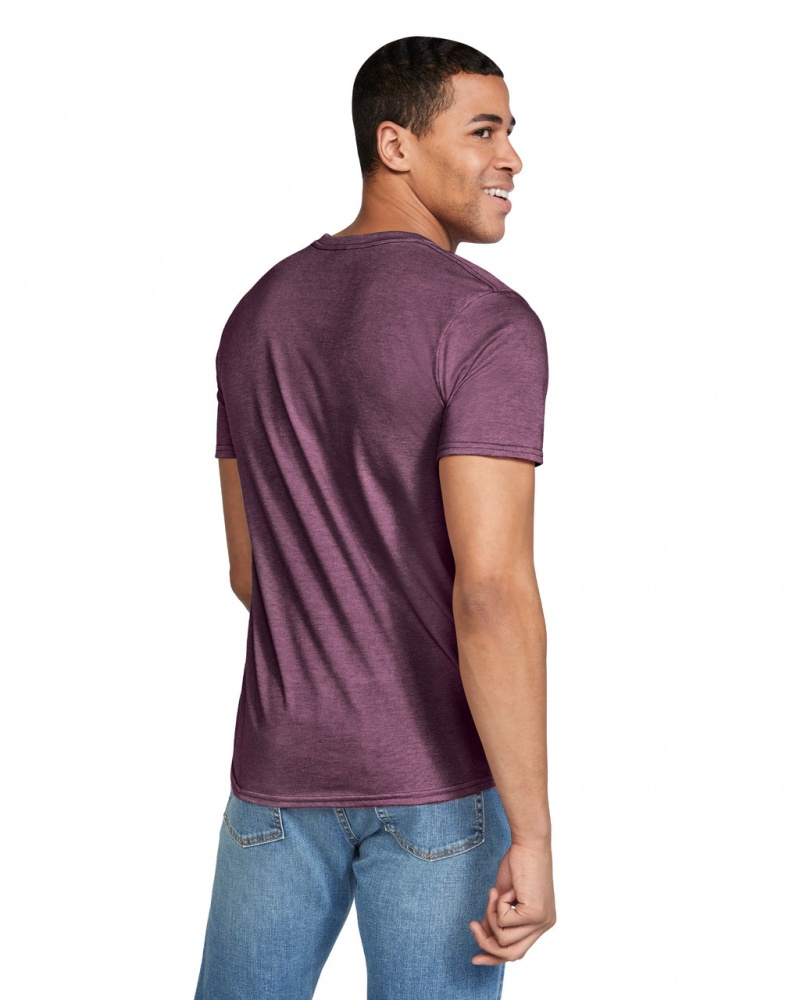 Heather Maroon Gildan 64000 Men's T-Shirts | HPAG15379