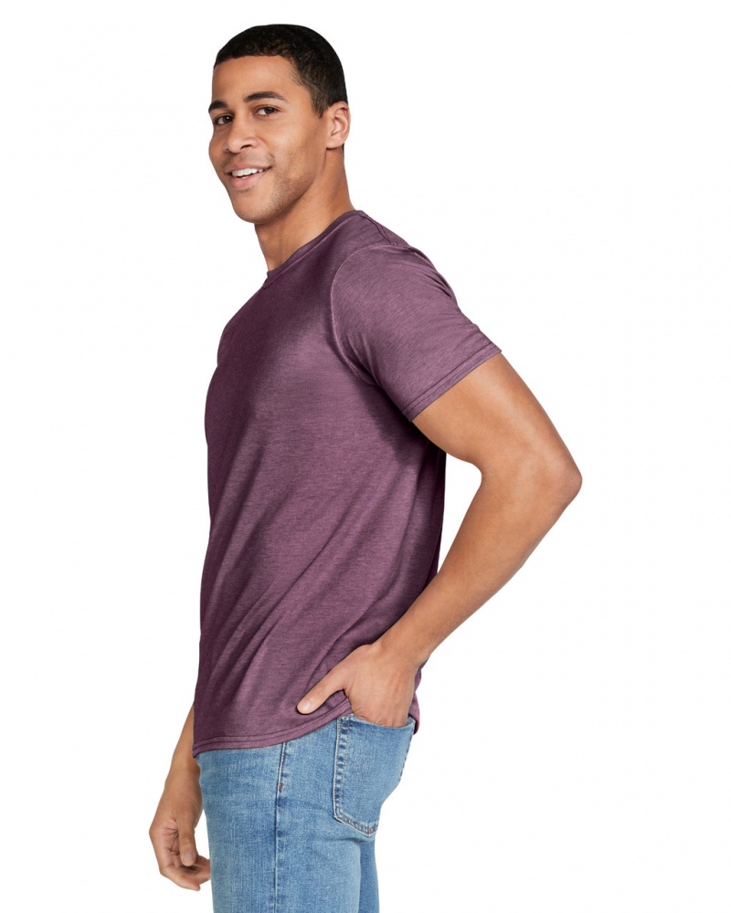 Heather Maroon Gildan 64000 Men's T-Shirts | HPAG15379