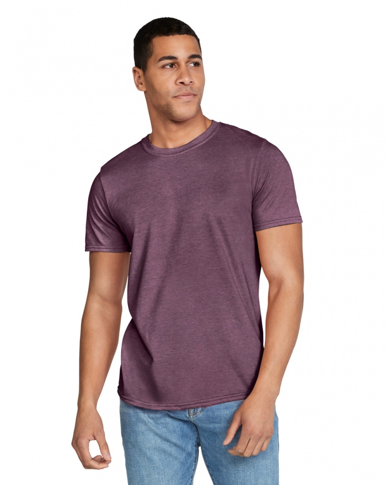 Heather Maroon Gildan 64000 Men\'s T-Shirts | HPAG15379