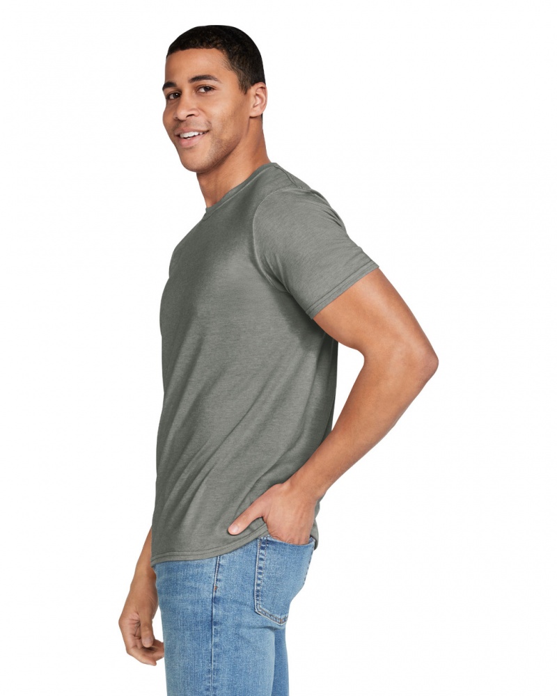 Heather Military Green Gildan 64000 Men's T-Shirts | NMDG91374