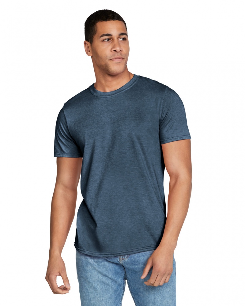 Heather Navy Gildan 64000 Men\'s T-Shirts | WNGE06547