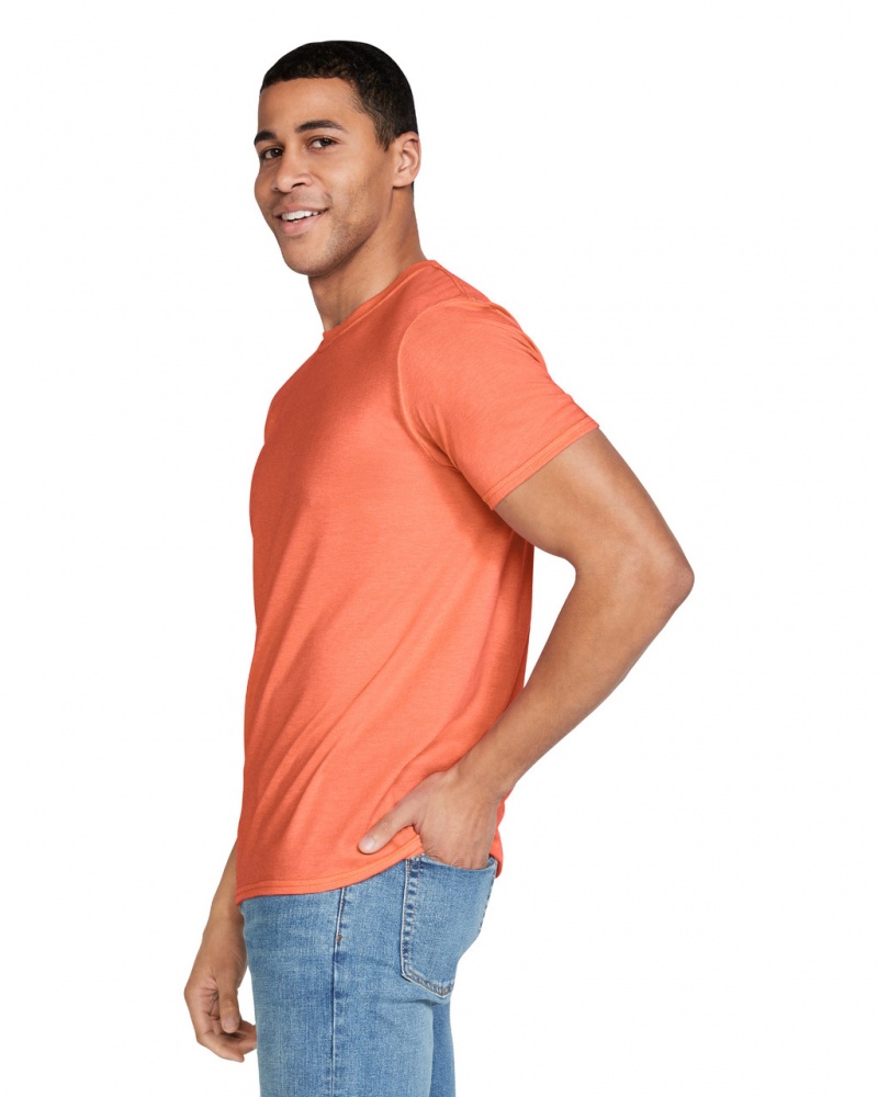 Heather Orange Gildan 64000 Men's T-Shirts | MENX03219