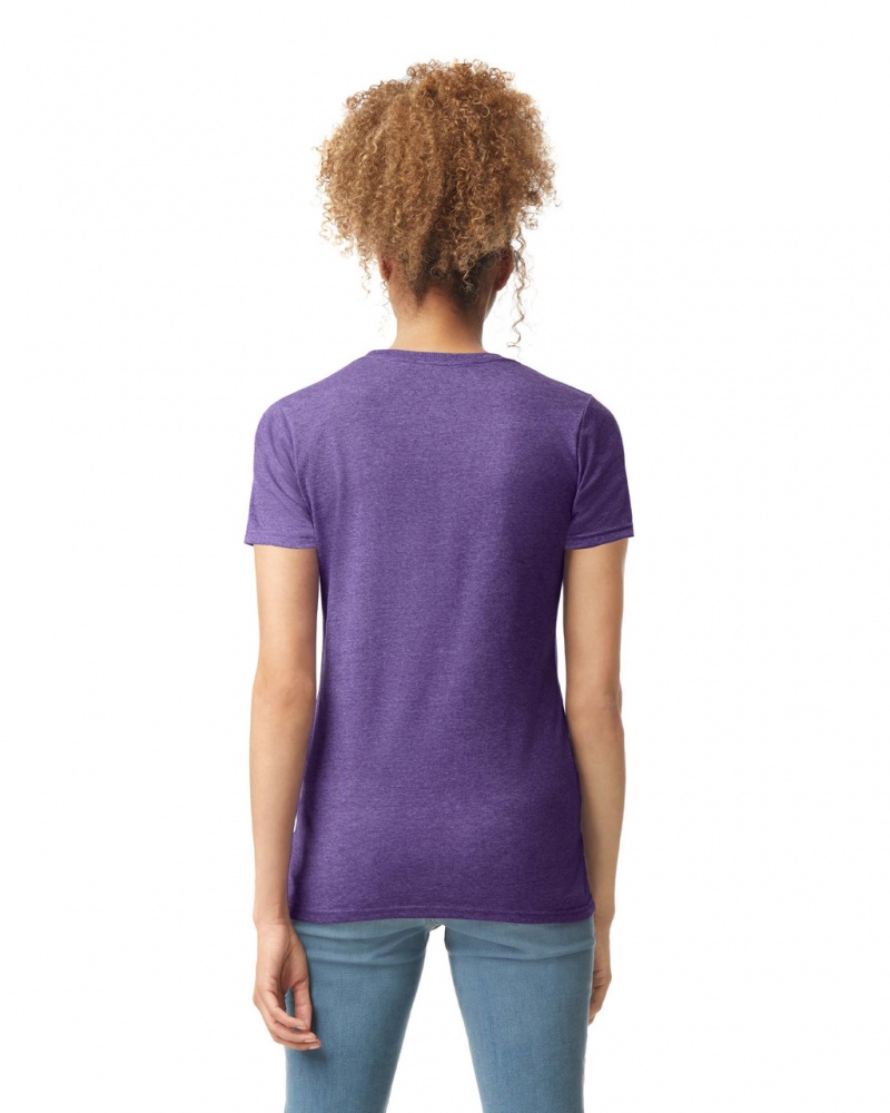 Heather Purple Gildan 64000L Women's T-Shirts | IJQB89574