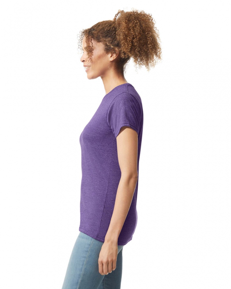 Heather Purple Gildan 64000L Women's T-Shirts | IJQB89574