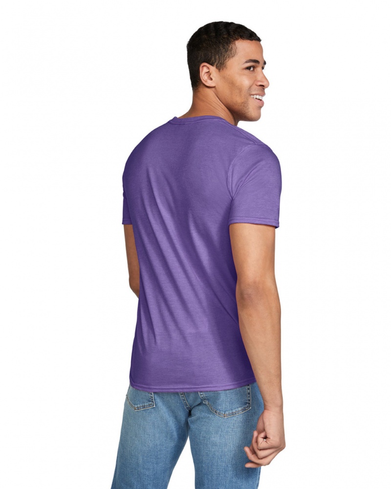 Heather Purple Gildan 64000 Men's T-Shirts | CDKP80493