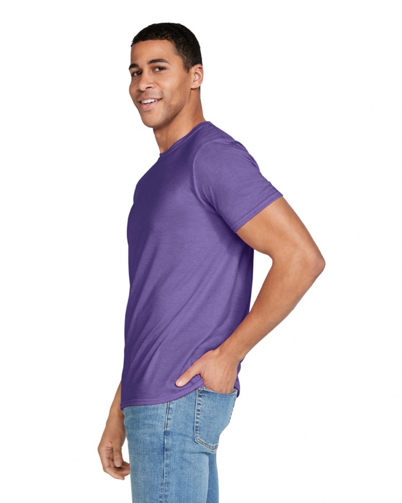 Heather Purple Gildan 64000 Men's T-Shirts | CDKP80493