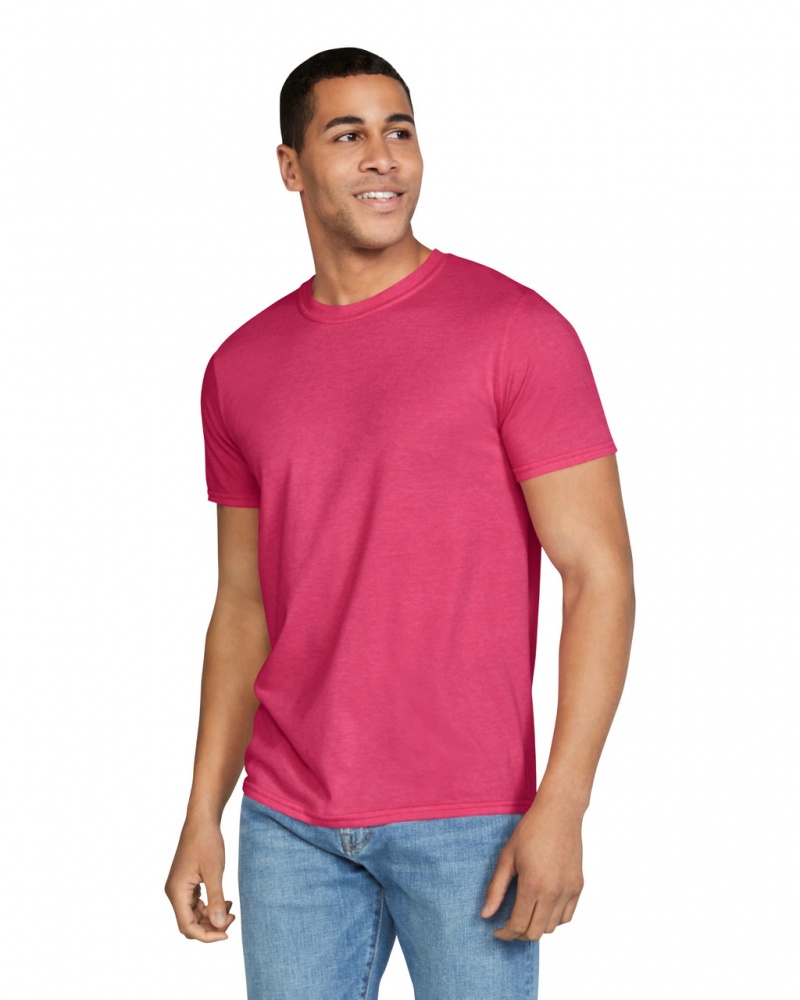 Heather Red Gildan 64000 Men\'s T-Shirts | YDGW62319