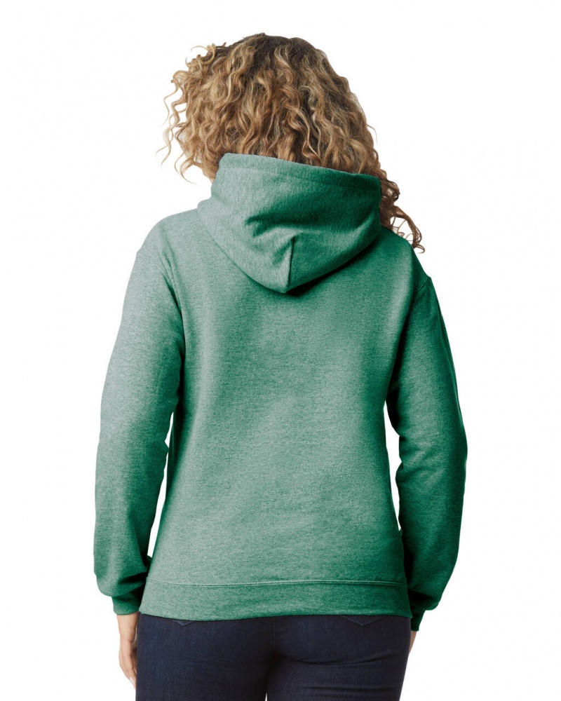 Heather Sport Dark Green Gildan 18500 Hoodie Women's Sweatshirt | IXBQ24731