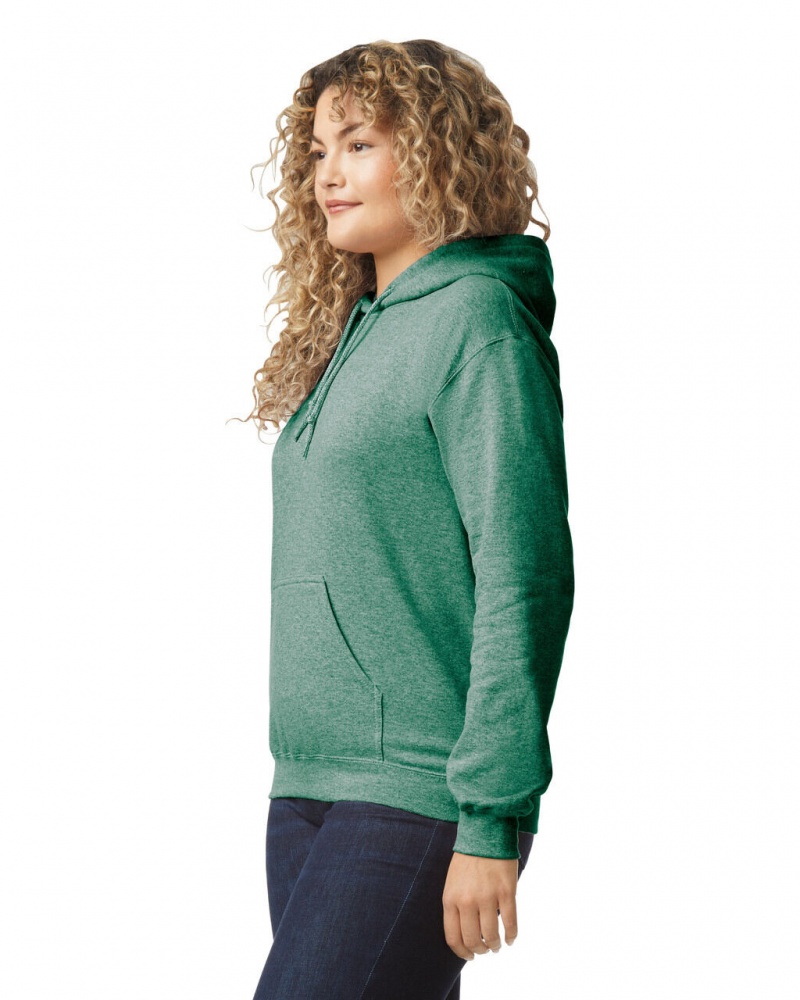 Heather Sport Dark Green Gildan 18500 Hoodie Women's Sweatshirt | IXBQ24731