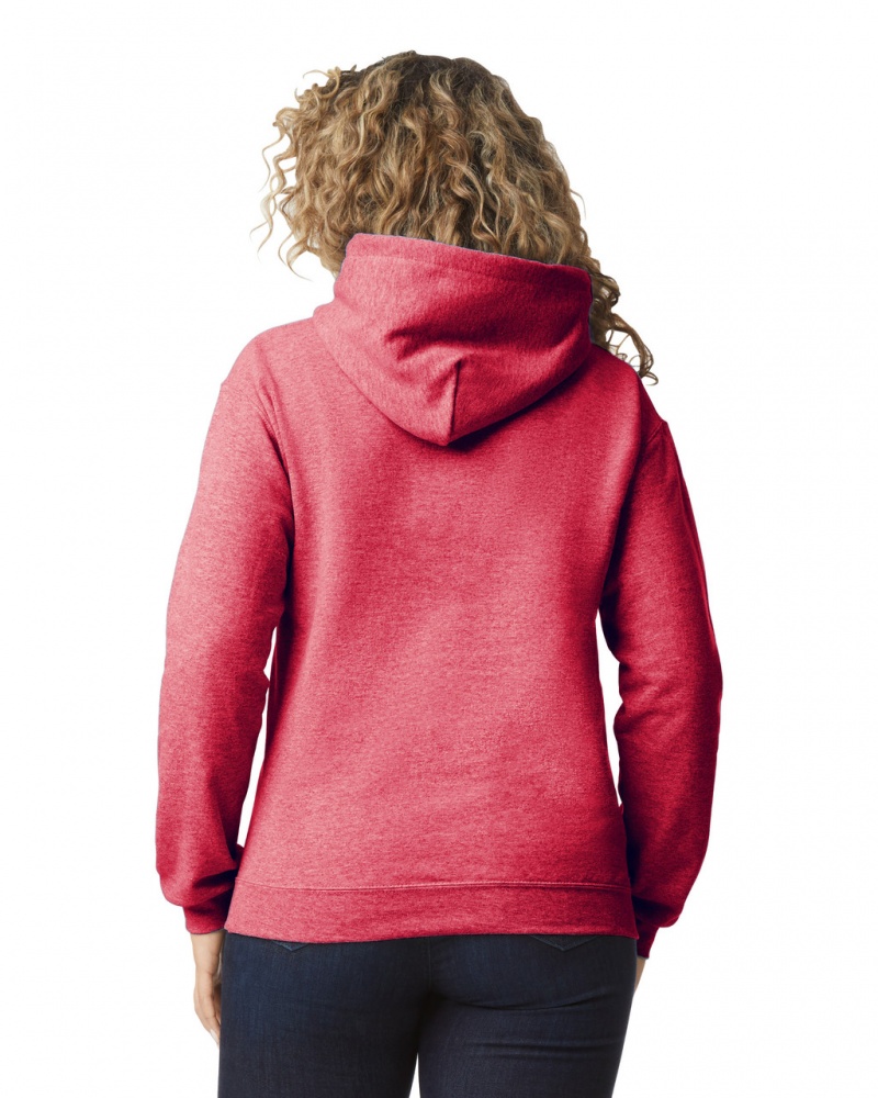 Heather Sport Scarlet Red Gildan 18500 Hoodie Women's Hoodie | HWOB78360