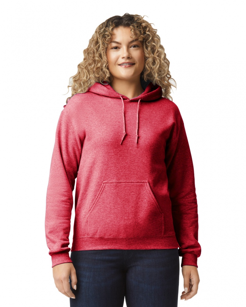 Heather Sport Scarlet Red Gildan 18500 Hoodie Women\'s Hoodie | HWOB78360