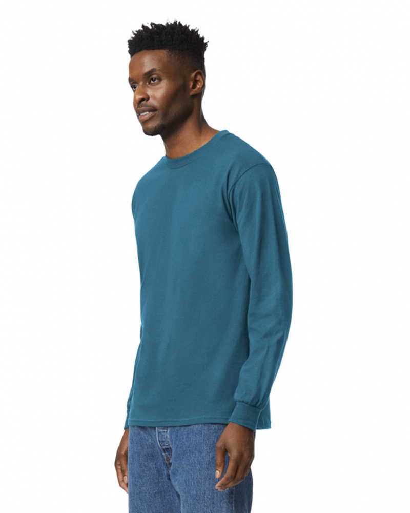 Indigo Blue Gildan 2400 Long Sleeve Men's T-Shirts | JIEP26501