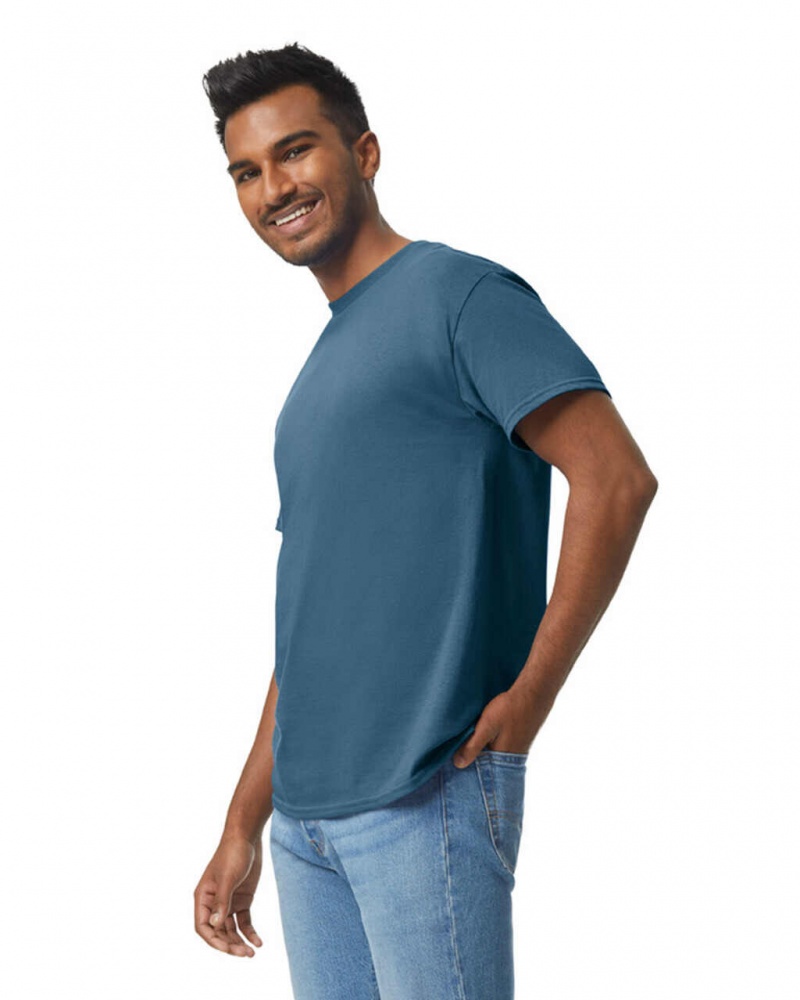 Indigo Blue Gildan 5000 Men's T-Shirts | TJRZ31485