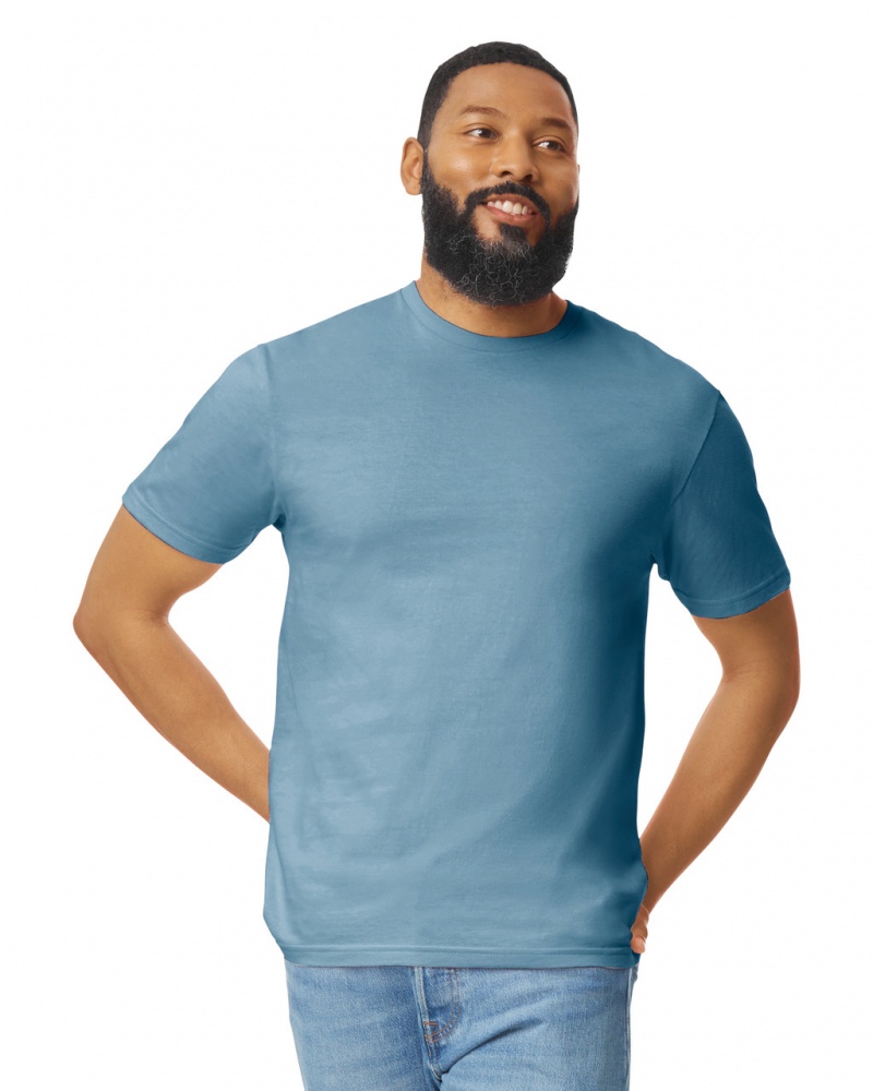 Indigo Blue Gildan 64000 Men\'s T-Shirts | MSJE82651