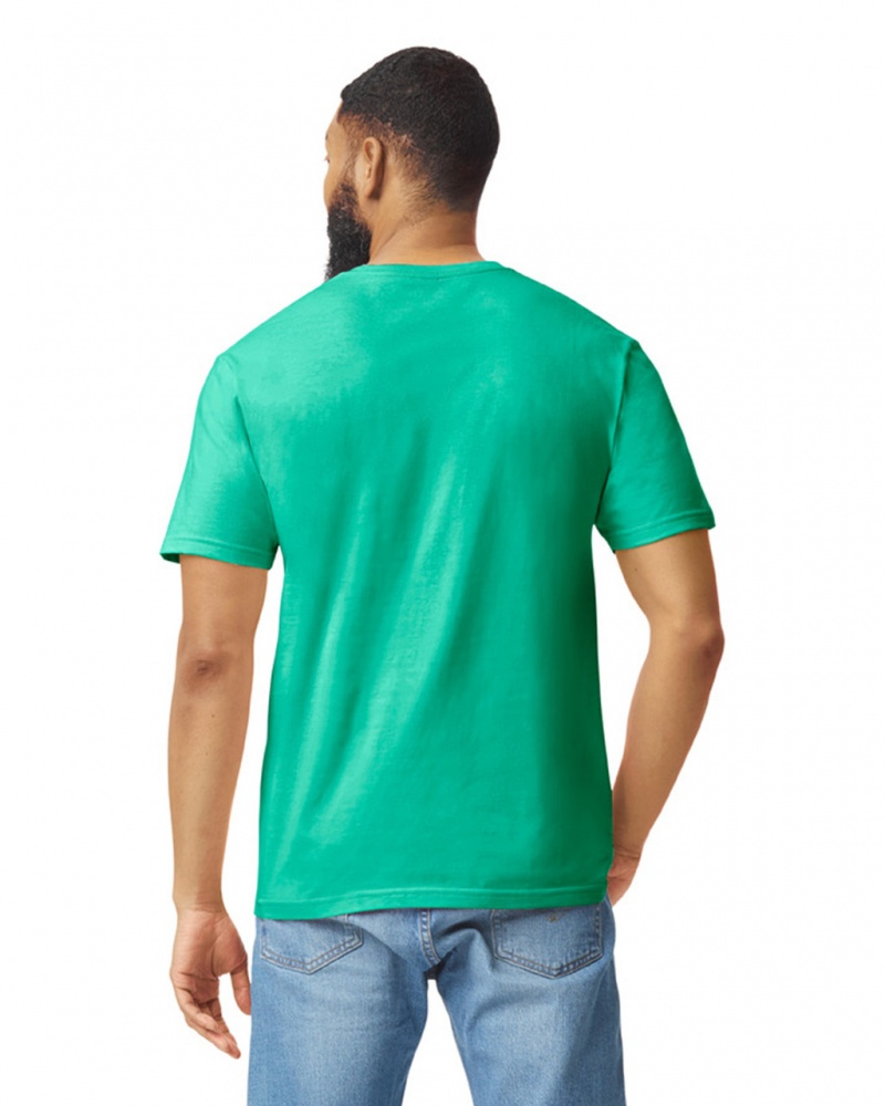 Kelly Green Gildan 64000 Men's T-Shirts | CWML85061