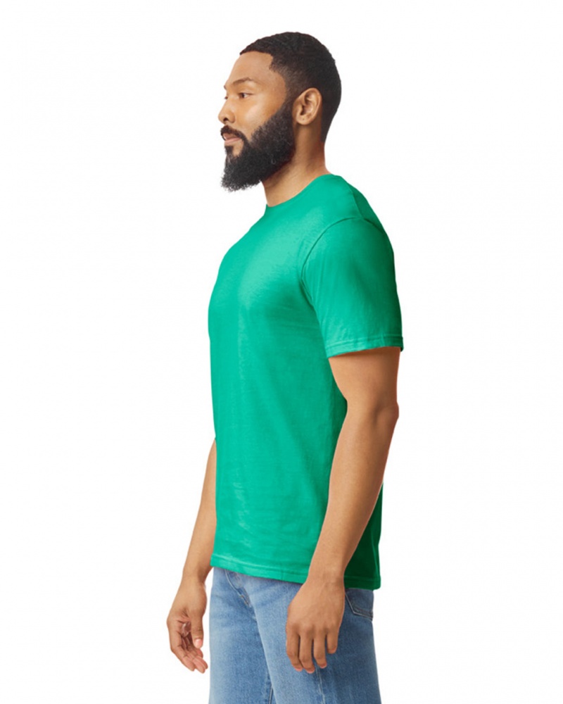 Kelly Green Gildan 64000 Men's T-Shirts | CWML85061