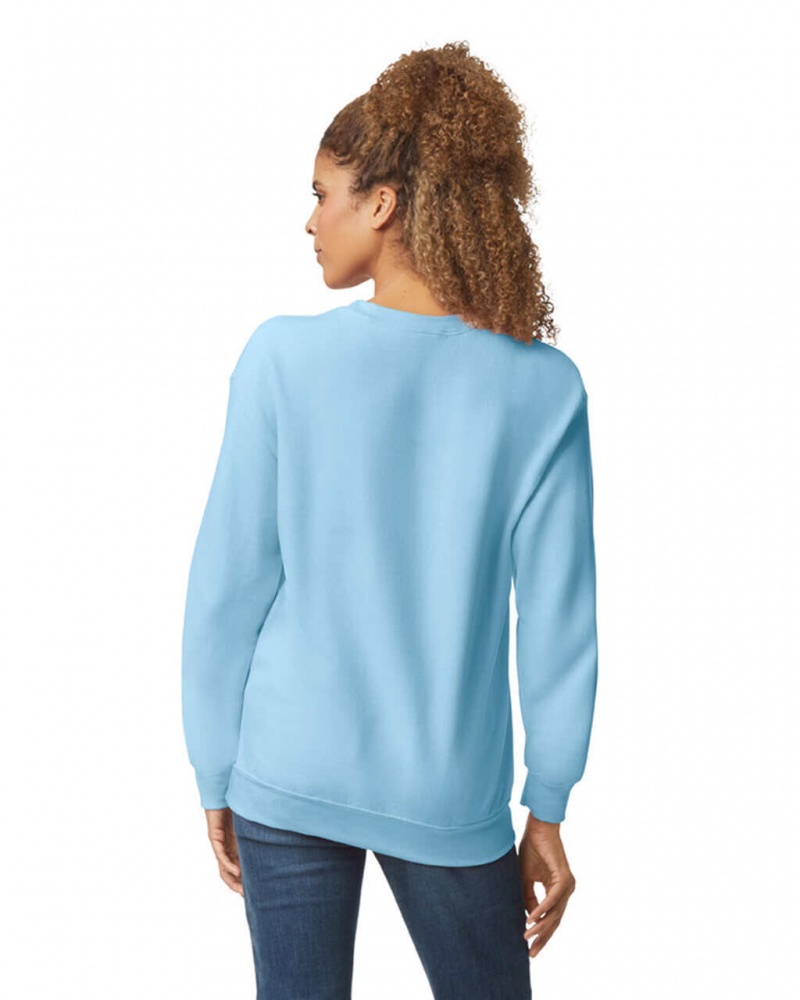 Light Blue Gildan 18000 Crewneck Women's Sweatshirt | ZQRE39584