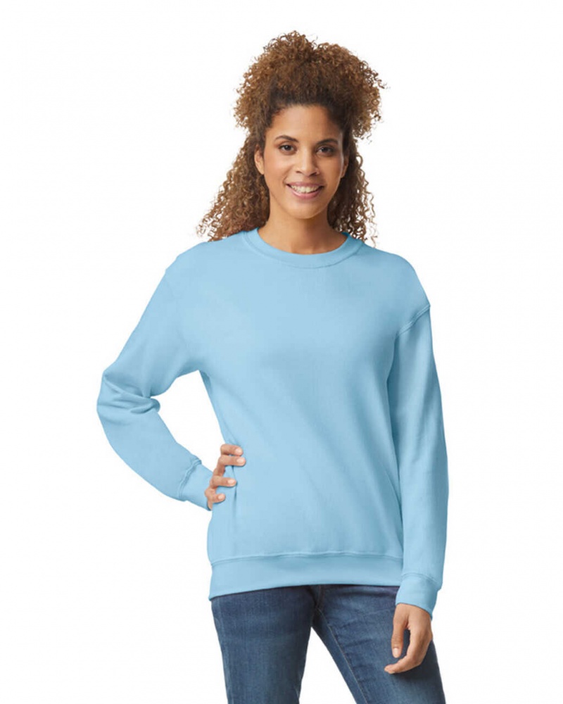 Light Blue Gildan 18000 Crewneck Women\'s Sweatshirt | ZQRE39584