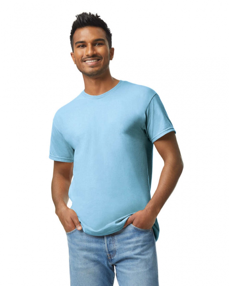 Light Blue Gildan 5000 Men\'s T-Shirts | GYNM62390