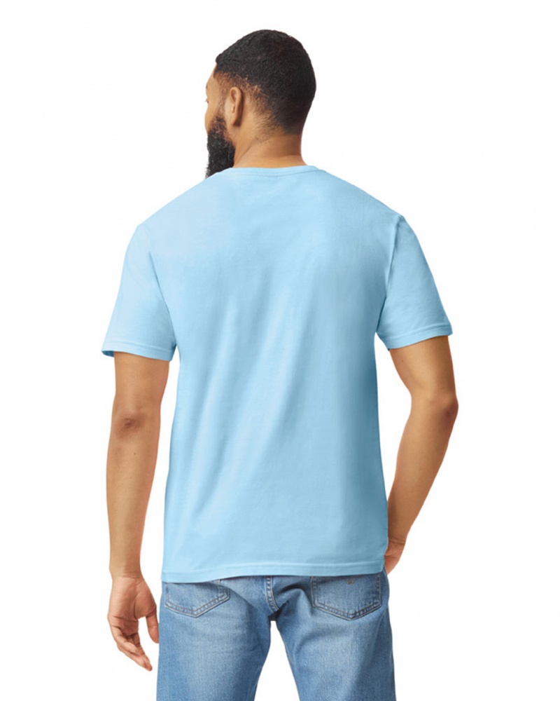 Light Blue Gildan 64000 Men's T-Shirts | RATJ98210