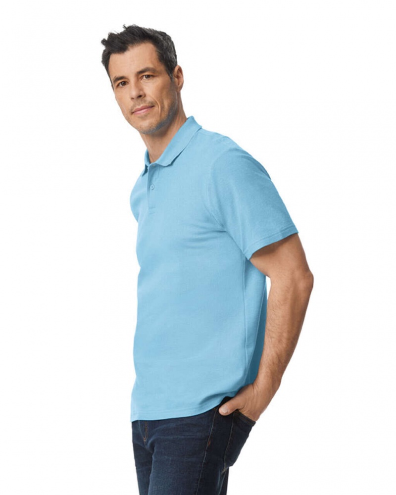 Light Blue Gildan 64800 Pique Polo Men's Polo | ERLO24590