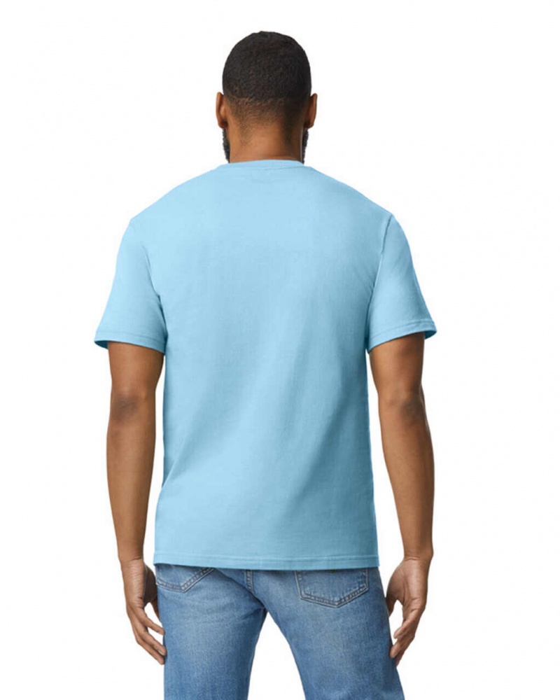 Light Blue Gildan 65000 Midweight Men's T-Shirts | RNLK48092