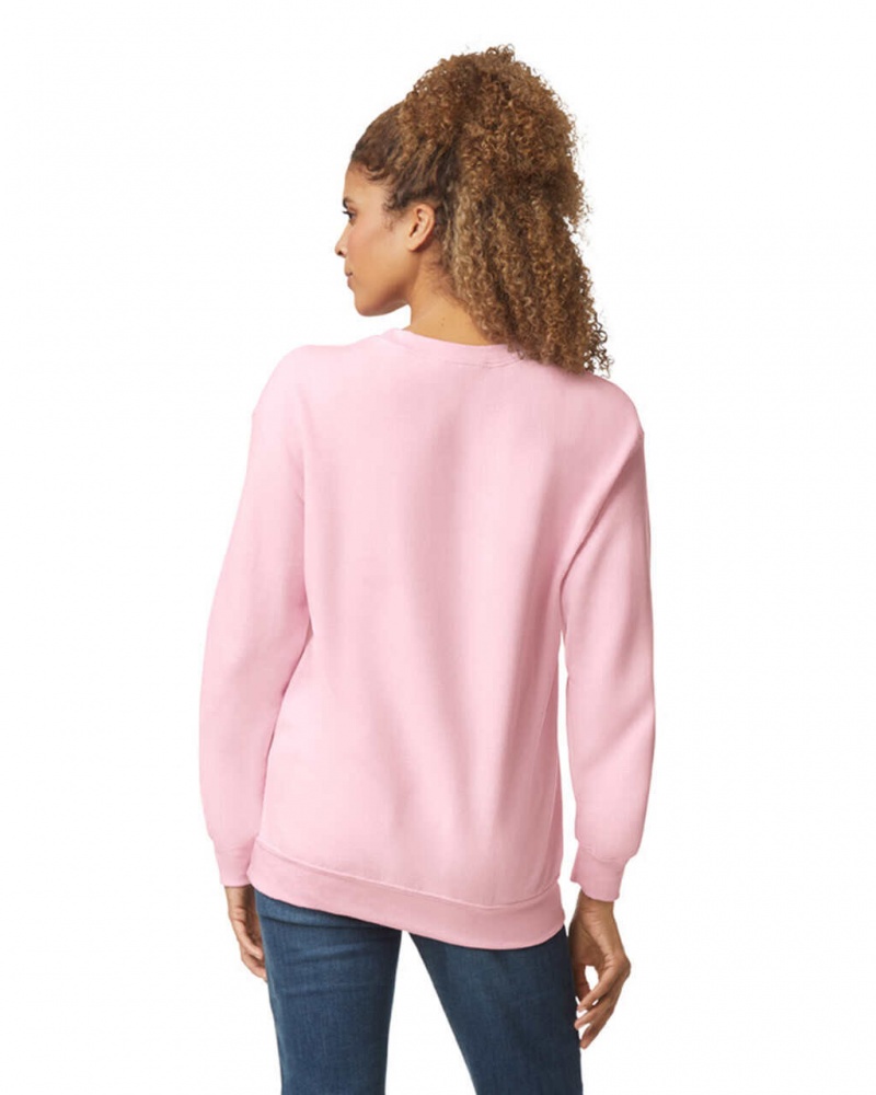 Light Pink Gildan 18000 Crewneck Women's Sweatshirt | TAJU89061