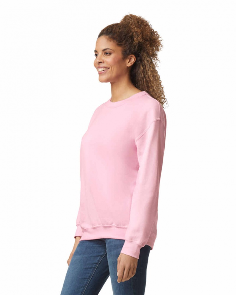 Light Pink Gildan 18000 Crewneck Women's Sweatshirt | TAJU89061