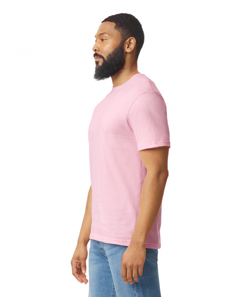 Light Pink Gildan 64000 Men's T-Shirts | JUOS84196