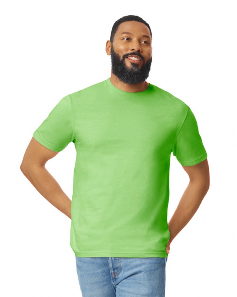 Lime Gildan 64000 Men\'s T-Shirts | BHRE01293