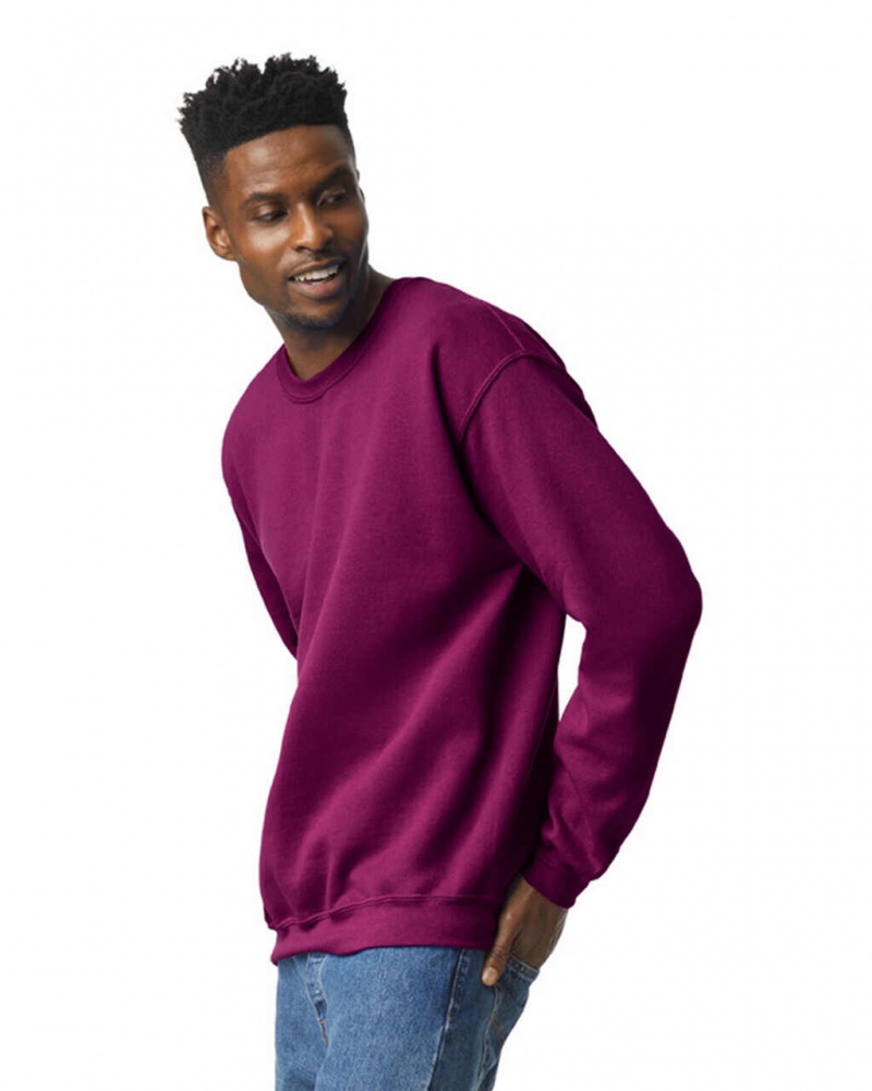 Maroon Gildan 18000 Crewneck Sweatshirt Men's Sweatshirt | SBNR59713