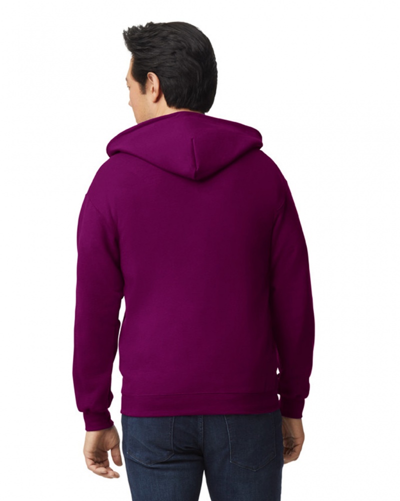 Maroon Gildan 18600 Full Zip Hoodie Men's Sweatshirt | CMUE81062