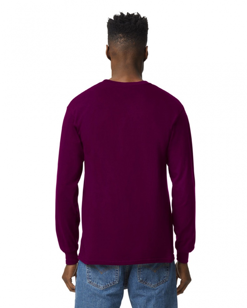 Maroon Gildan 2400 Long Sleeve Men's T-Shirts | GFXK09175