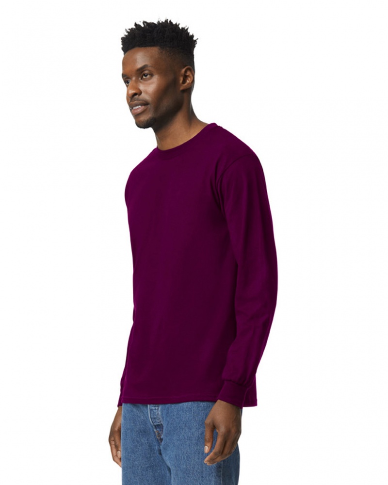 Maroon Gildan 2400 Long Sleeve Men's T-Shirts | GFXK09175