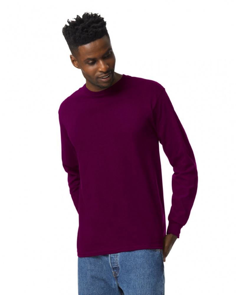 Maroon Gildan 2400 Long Sleeve Men\'s T-Shirts | GFXK09175