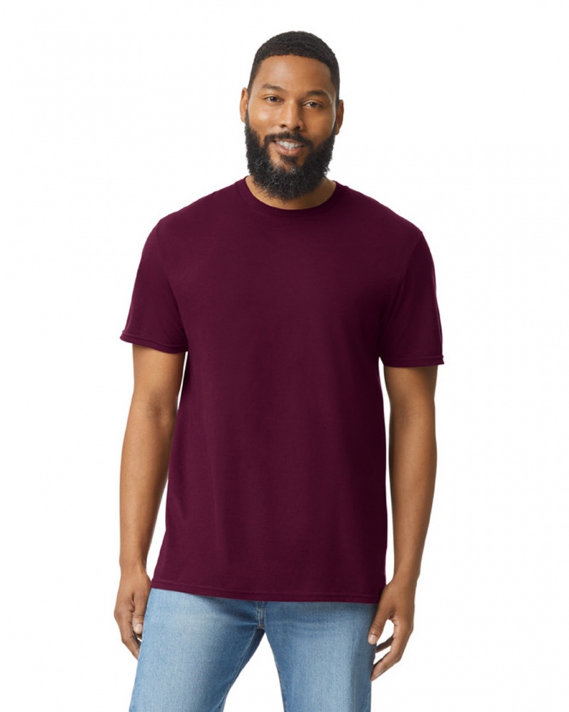 Maroon Gildan 64000 Men\'s T-Shirts | MDYT25087